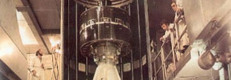 The Sirio installed on top of the rocket that took him into orbit