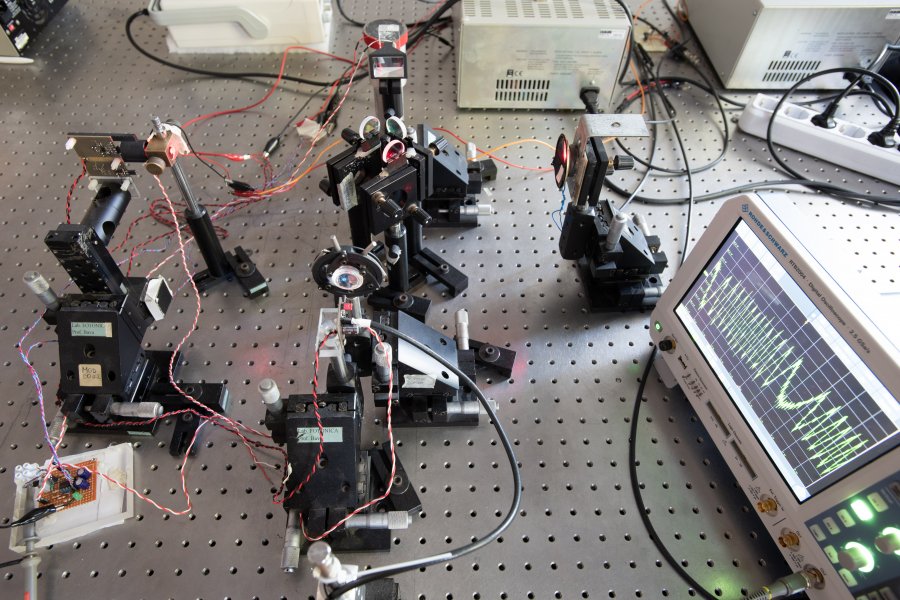 Frequency modulated self-mixing interferometer.