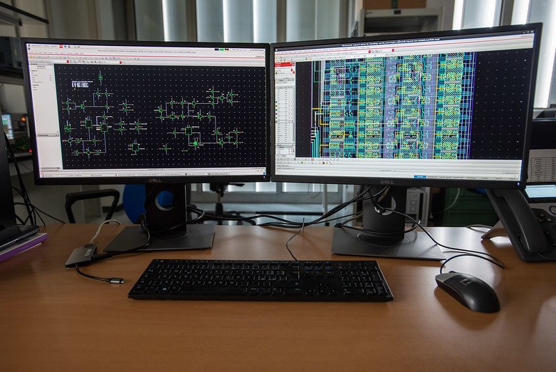 CAD station for the design of integrated circuits.